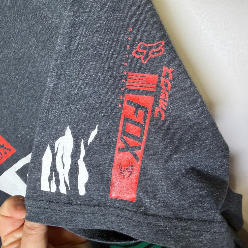 Fox Union Pop Racing Mens Large Gray Graphic T-Shirt Premium Fit Motocross Tee - Picture 3 of 7